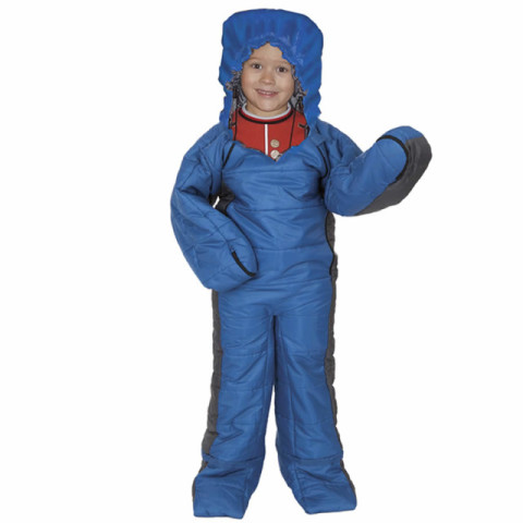 blue sleeping bag suit